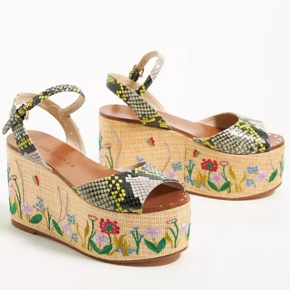 Anthropologie ETINEE AIGNER FLORAL SHOE SOPHIA SIZE 9.5 New Without box